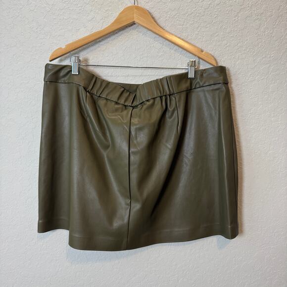The Drop Olive Green Faux Leather Pull On Mini Skirt Size XXL NEW - Picture 7 of 7